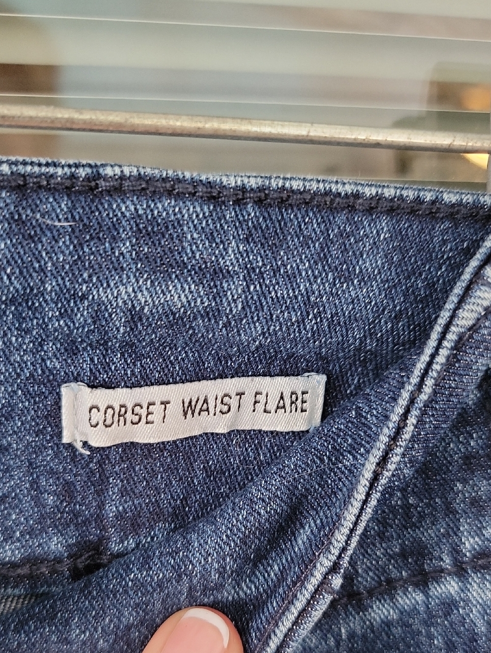 True Craft Corset Waist Flare Dark Wash Jeans Sz 12 Has Stretch No Pockets - Picture 5 of 11
